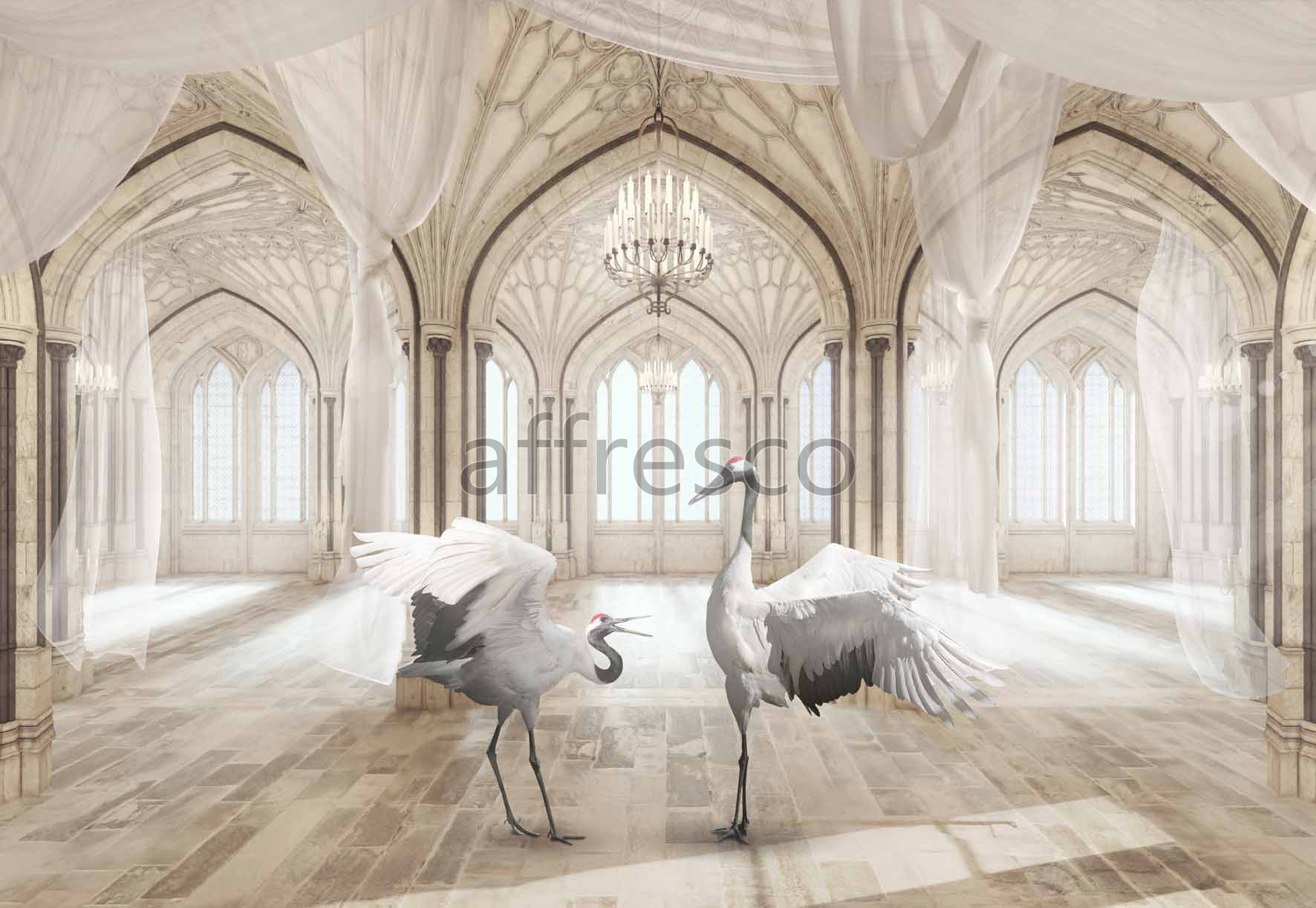 ID135933 | The best landscapes | Cranes in the castle | Affresco Factory