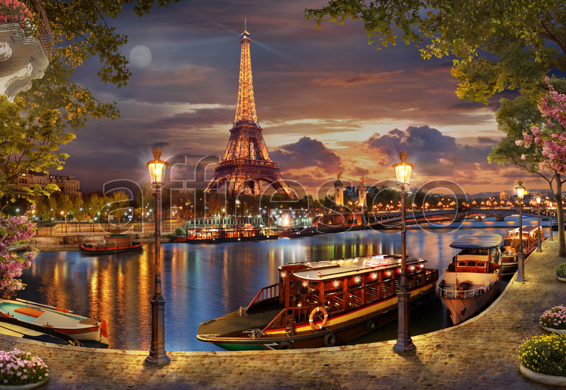 6402 | The best landscapes | Night in Paris | Affresco Factory