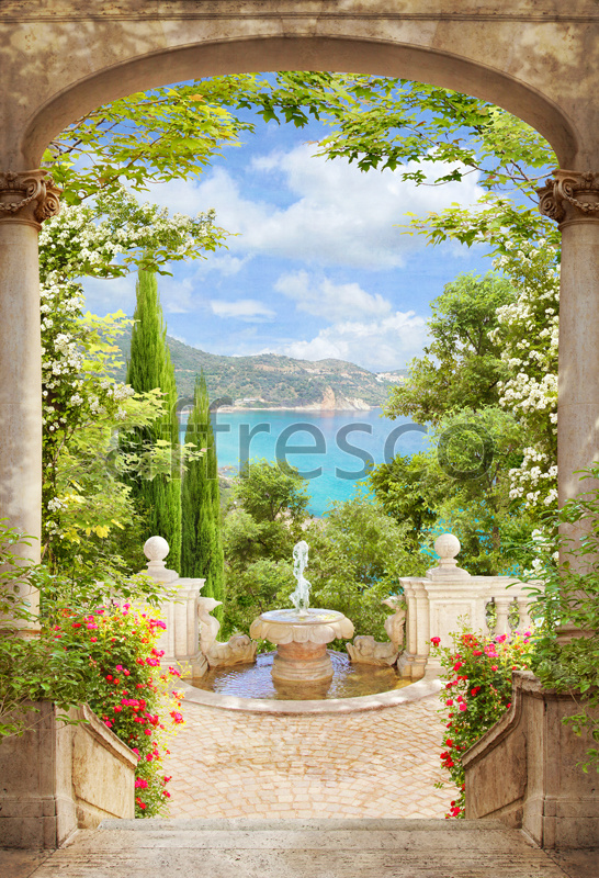 4987 | The best landscapes | Arch with fountain | Affresco Factory