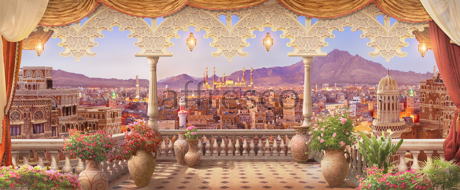 6564 | The best landscapes | Panorama of oriental city | Affresco Factory