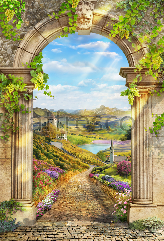 6522 | The best landscapes | Arch with a view of a meadow | Affresco Factory