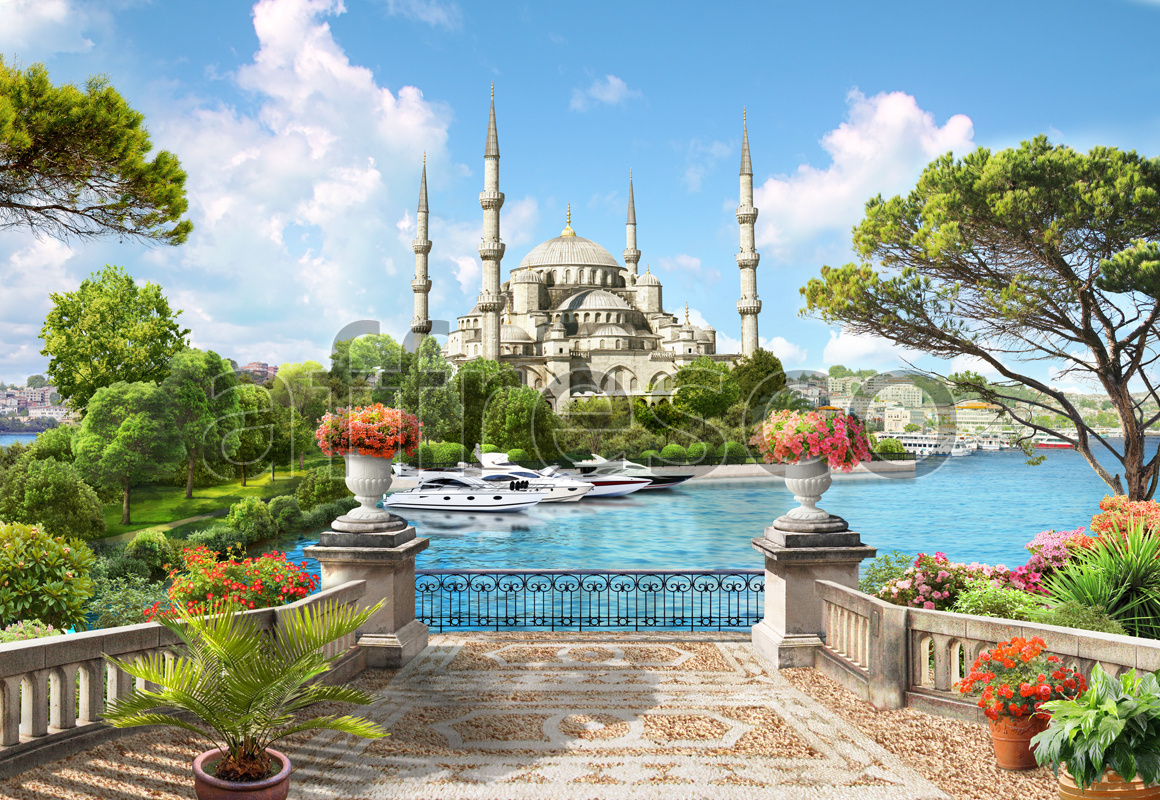 ID13363 | The best landscapes | Mosque view from embankment | Affresco Factory