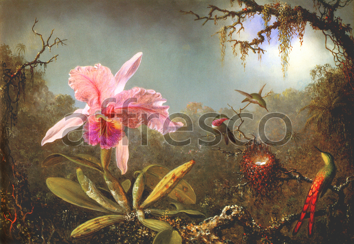 2067 | Still-Life Paintings | flower and hummingbird | Affresco Factory