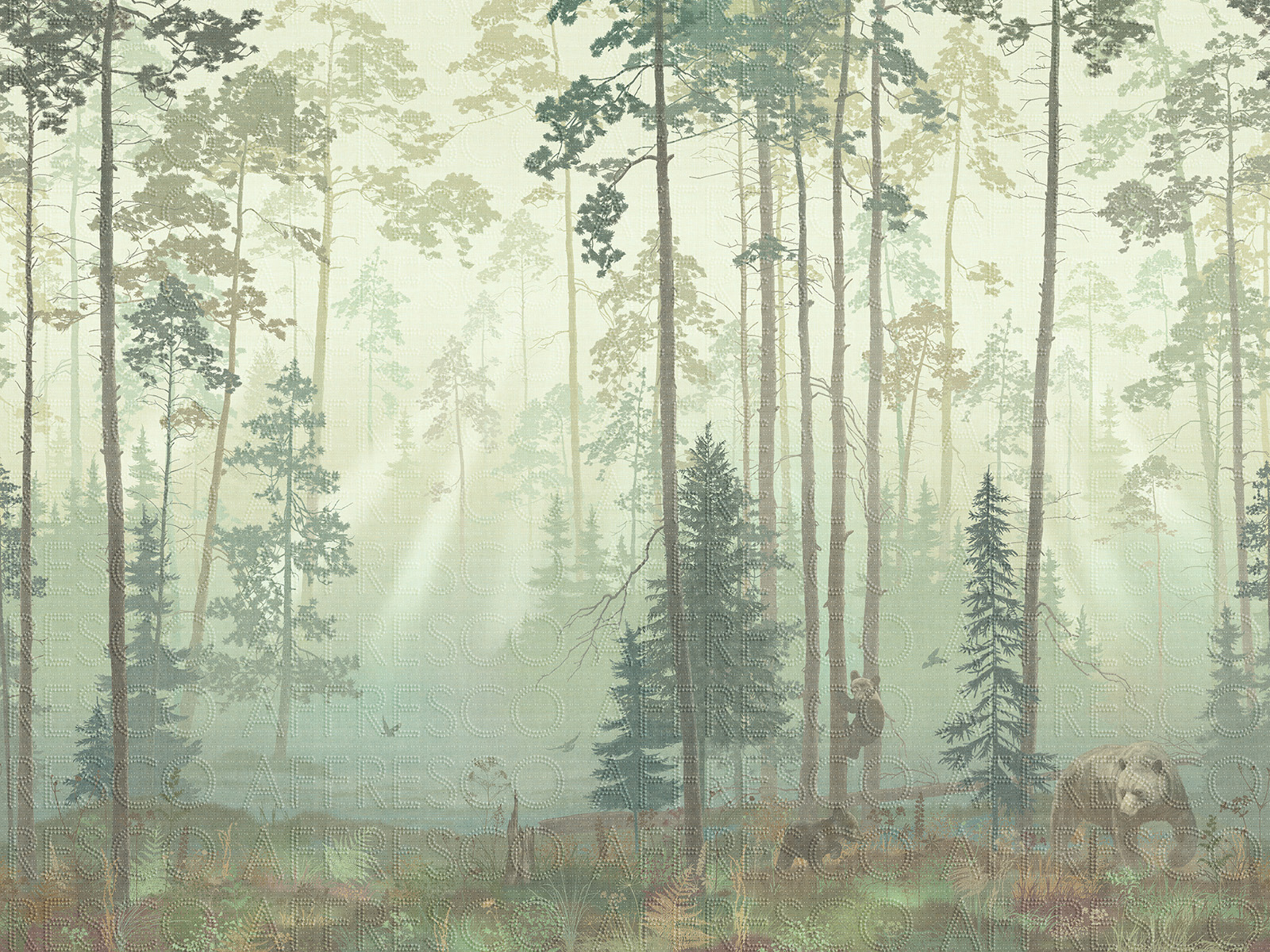 Handmade wallpaper, Bears in the Forest