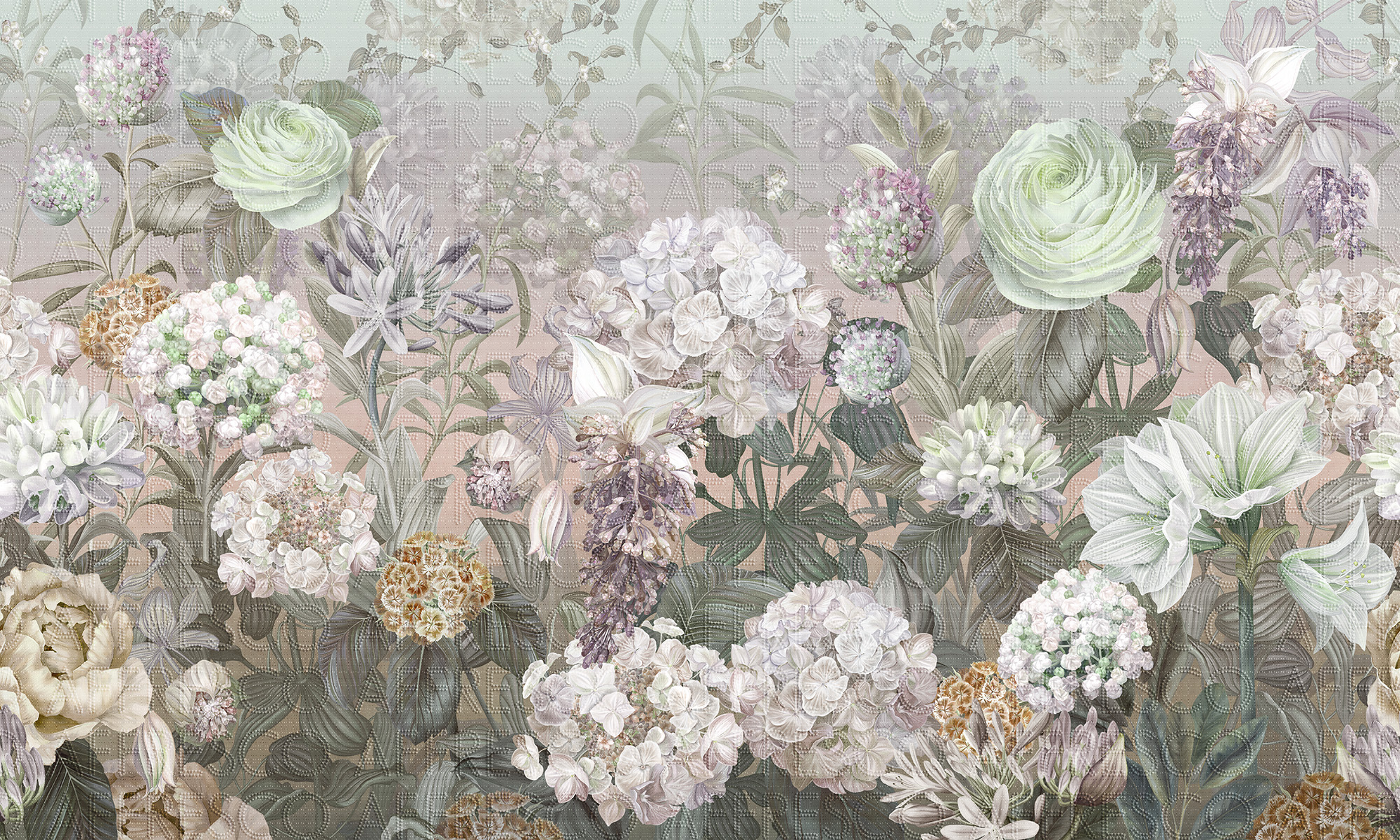 Handmade wallpaper, Large Hydrangeas