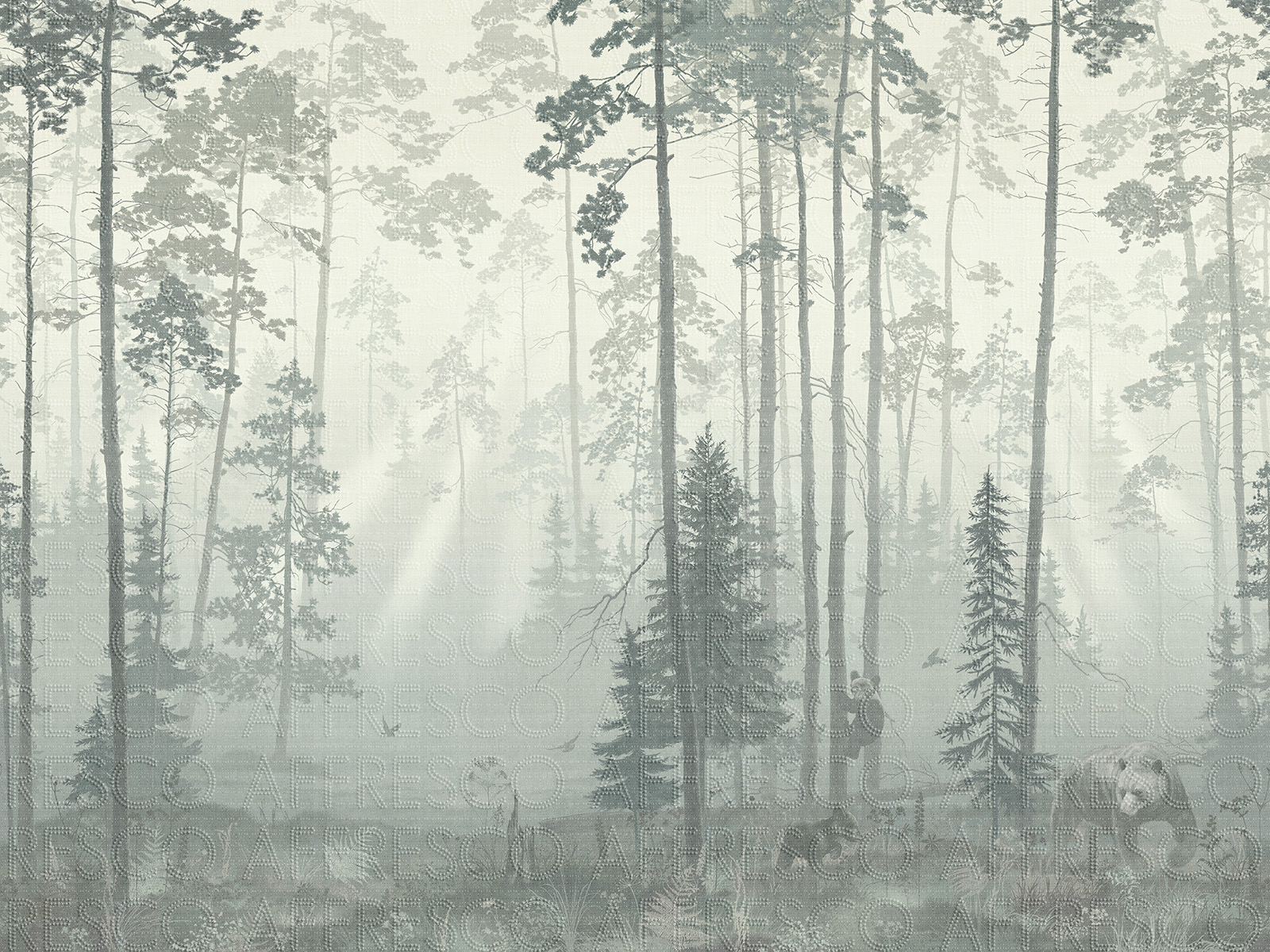 Handmade wallpaper, Bears in the Forest