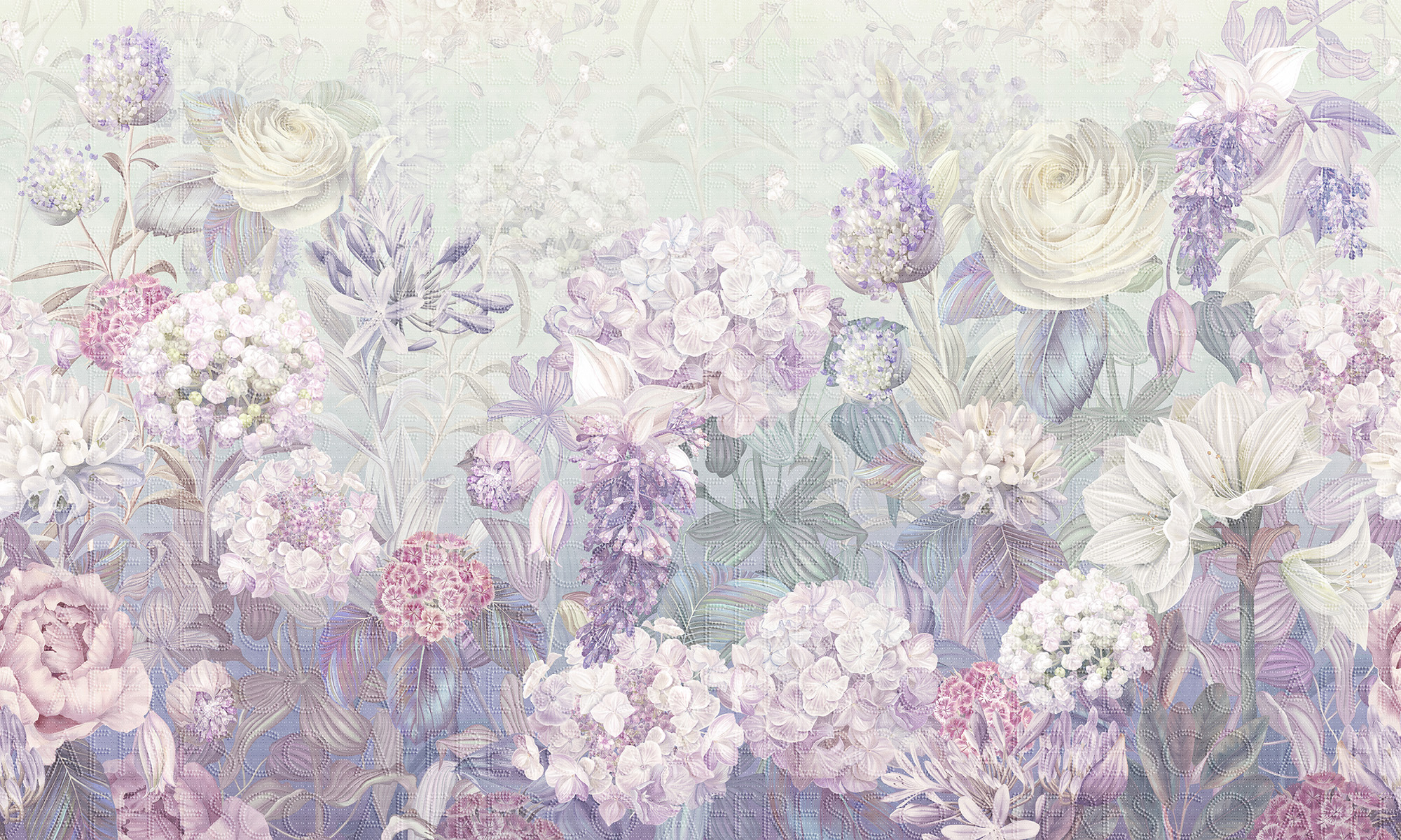 Handmade wallpaper, Large Hydrangeas