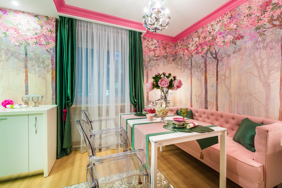 seamless wallpaper of Botanika collection for “Shkola Remonta” TV program (TNT channel)