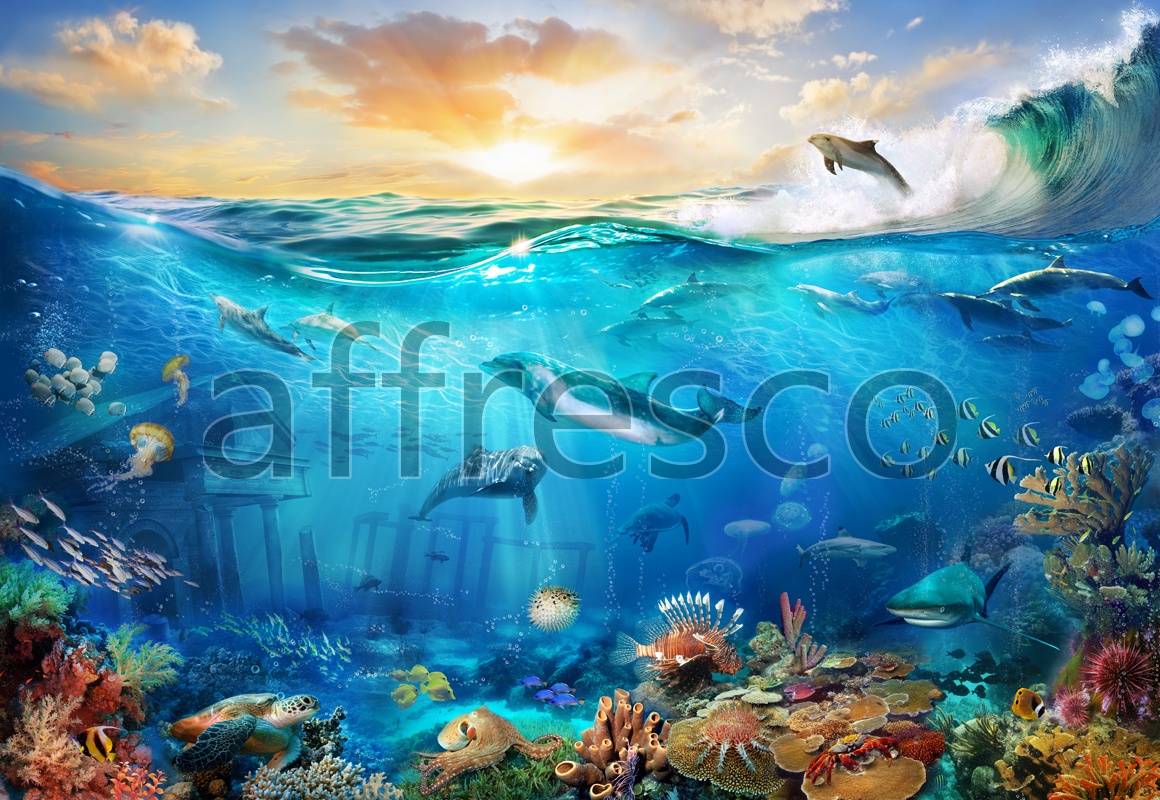 6474 | The best landscapes | Pack of dolphins | Affresco Factory