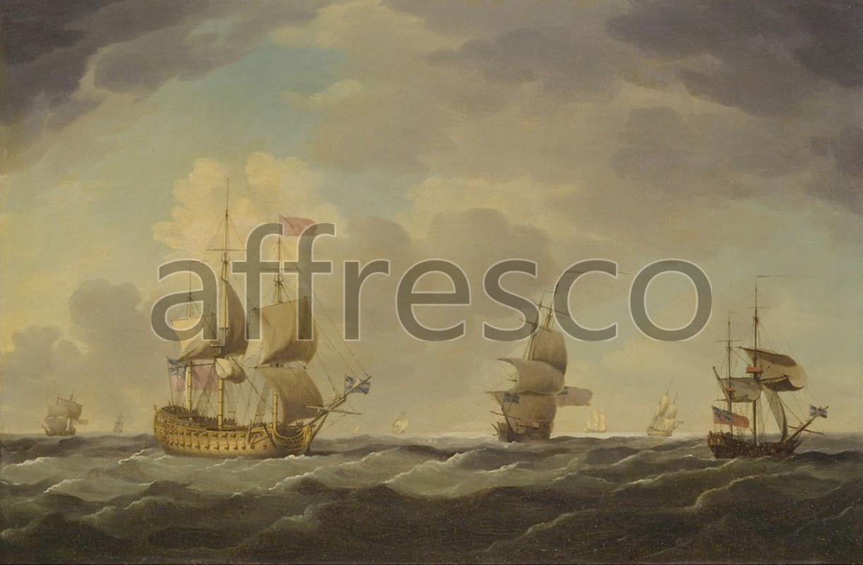 Marine art | Charles Brooking An English Flagship Under Easy Sail in a Moderate Breeze | Affresco Factory