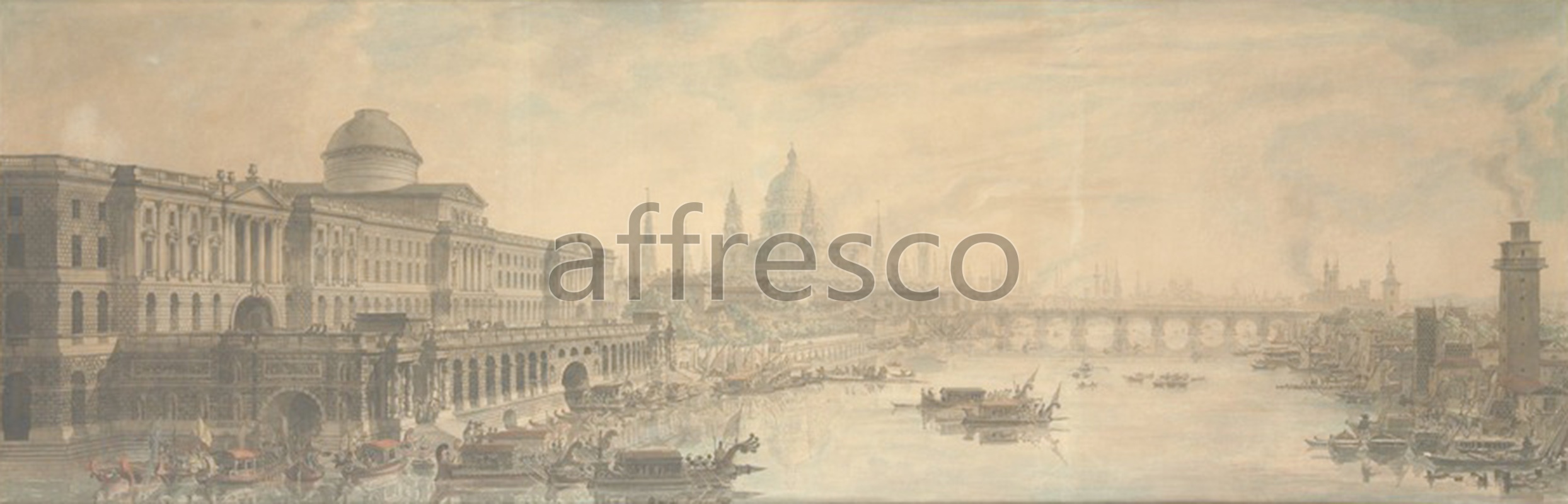 Classic landscapes | Jean Louis Desprez Somerset House Saint Pauls Cathedral and Blackfriars Bridge | Affresco Factory