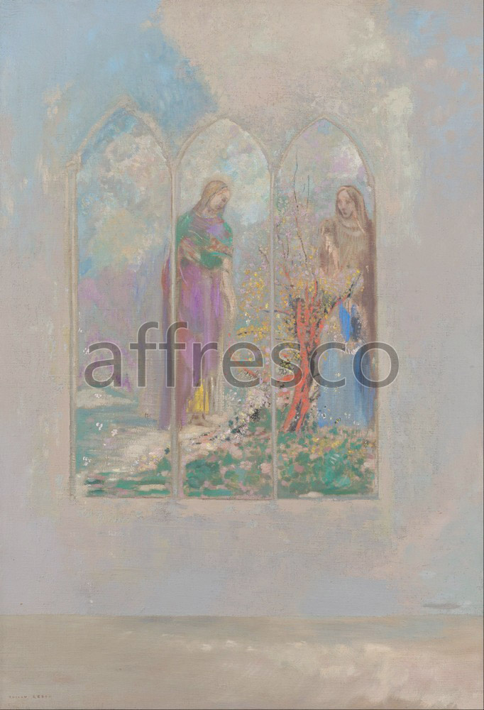 Impressionists & Post-Impressionists | Odilon Redon Devotion near a red bush | Affresco Factory