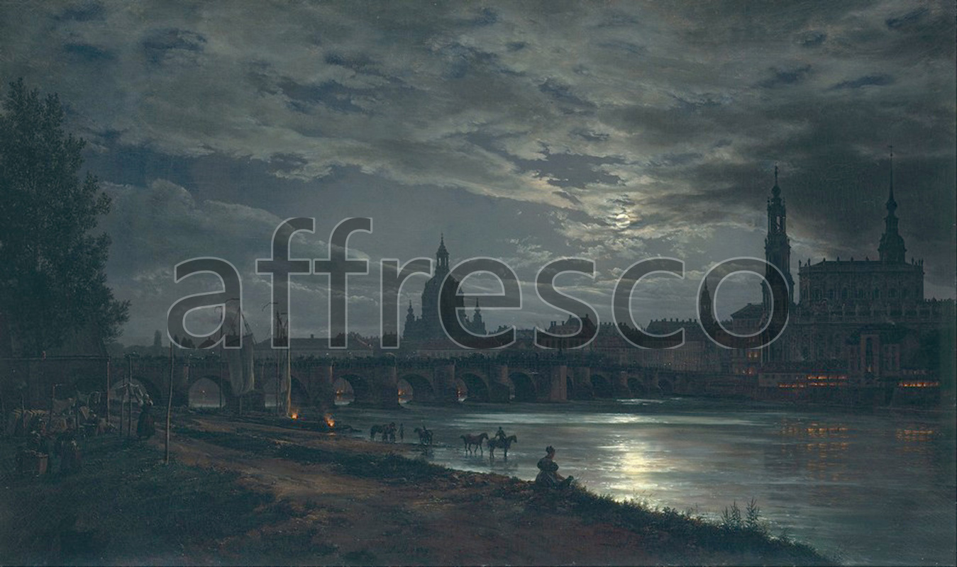 Classic landscapes | Johan Christian Dahl View of Dresden by Moonlight | Affresco Factory
