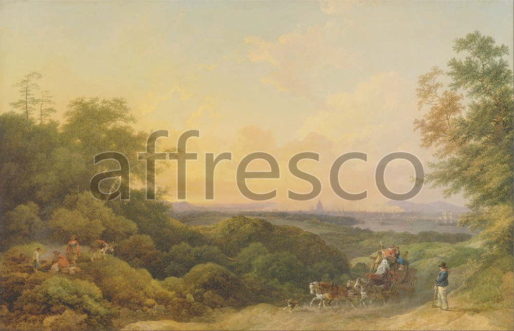 Classic landscapes | Philippe Jacques de Loutherbourg The Evening Coach London in the Distance | Affresco Factory