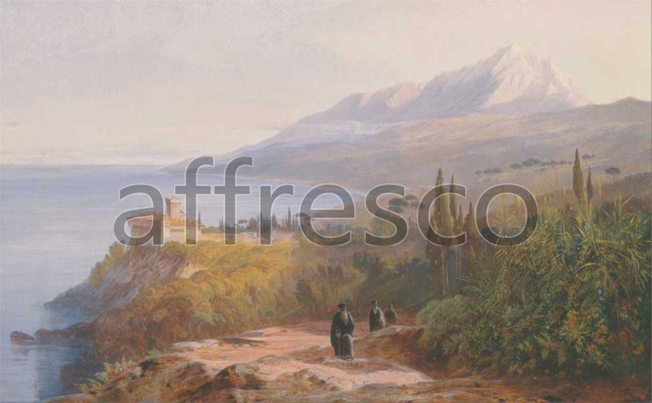 Classic landscapes | Edward Lear Mount Athos and the Monastery of Stavroniketes | Affresco Factory