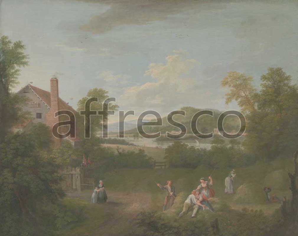 Classic landscapes | George Lambert Landscape with Farmworkers | Affresco Factory