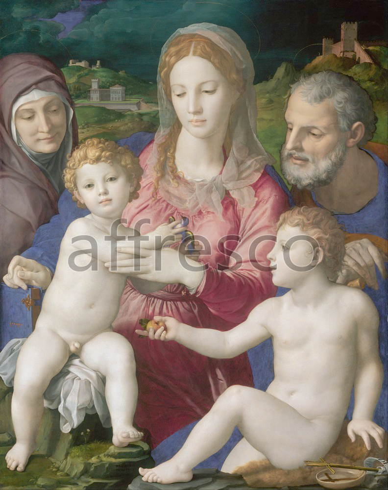 Biblical themes | Agnolo di Cosimo called Bronzino Holy Family with St. Anne and the Infant St. John | Affresco Factory
