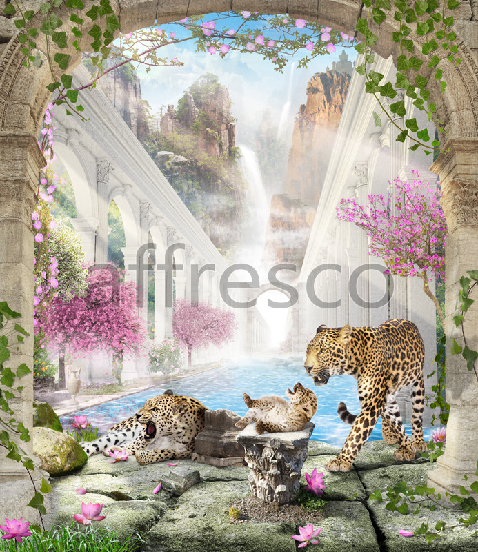 6424 | The best landscapes | Garden with leopards | Affresco Factory