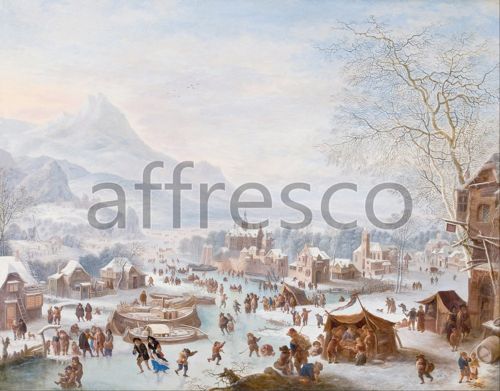 Scenic themes | Jan Griffier Winter Scene with Skaters | Affresco Factory