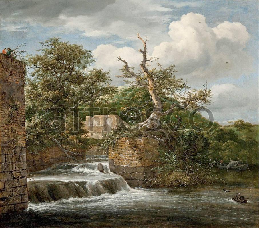 Classic landscapes | Jacob van Ruisdael Landscape with a mill run and ruins | Affresco Factory