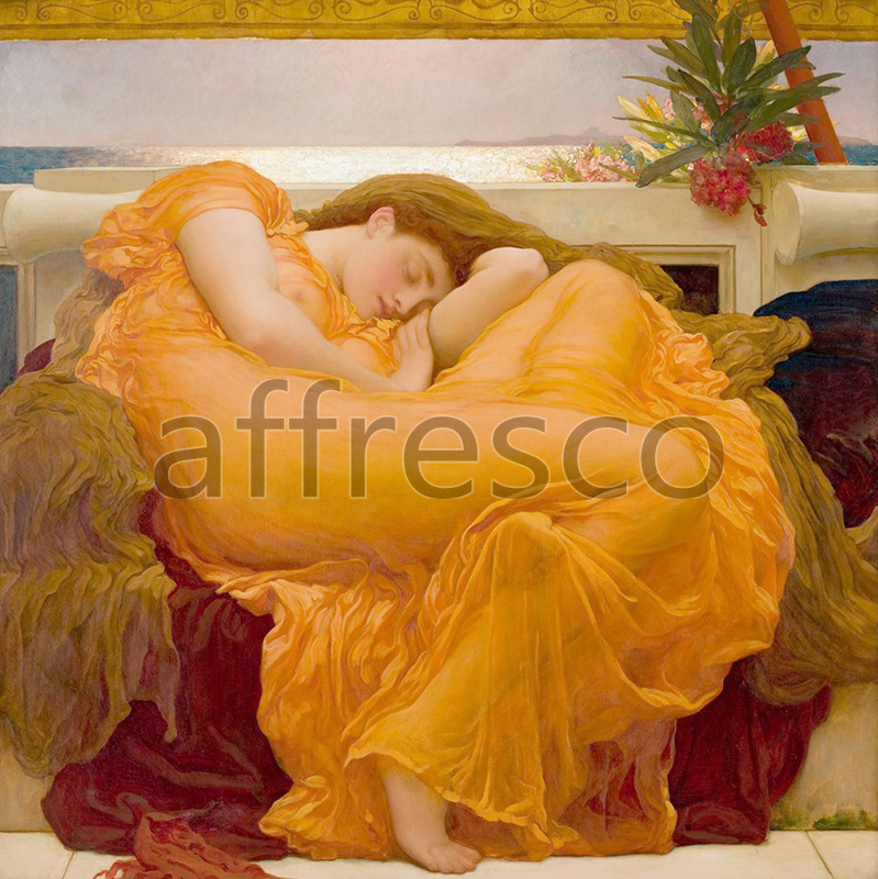 Classical antiquity themes | Flaming June by Frederic Lord Leighton | Affresco Factory