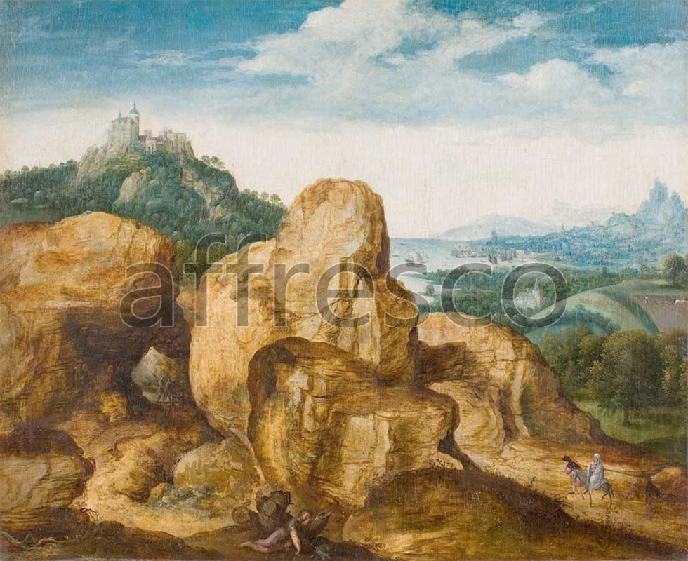 Classic landscapes | Cornelis Metsys Landscape with the Flight to Egypt | Affresco Factory