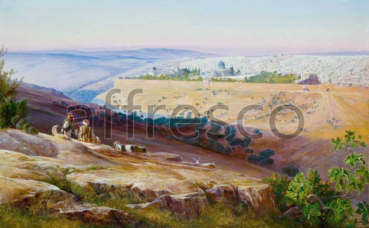 Classic landscapes | Edward Lear Jerusalem from the Mount of Olives | Affresco Factory