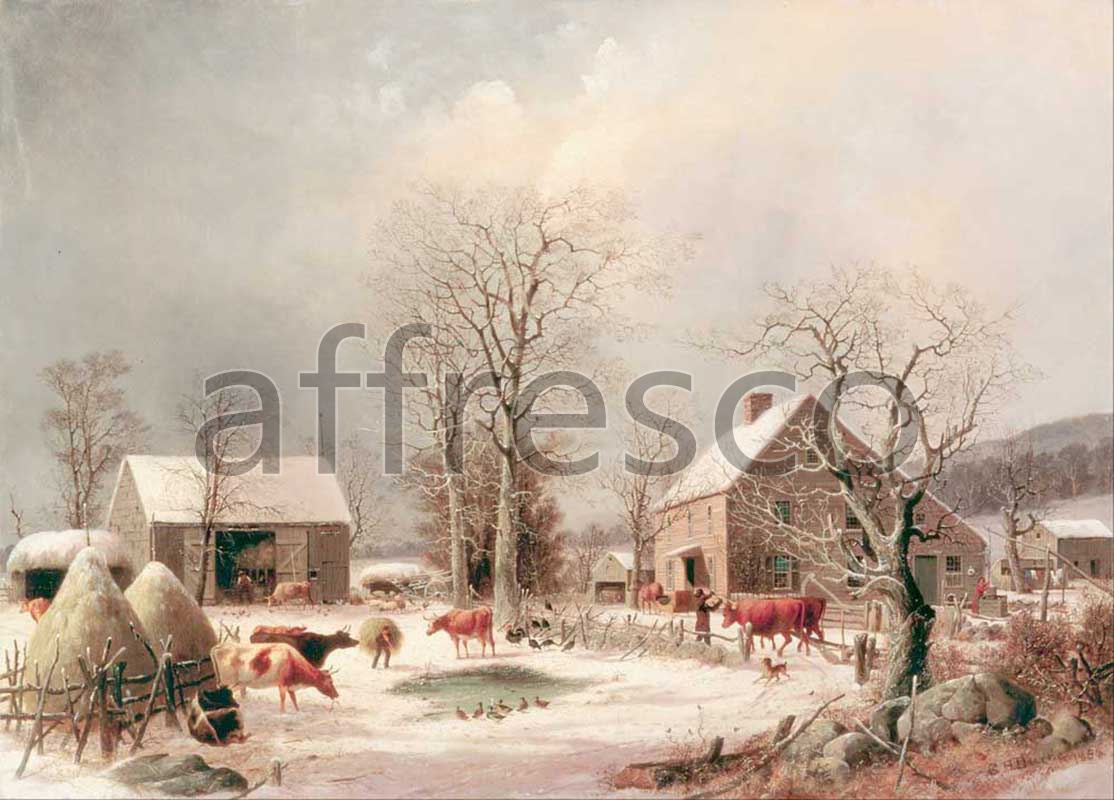 Classic landscapes | George Henry Durrie Farmyard in Winter | Affresco Factory