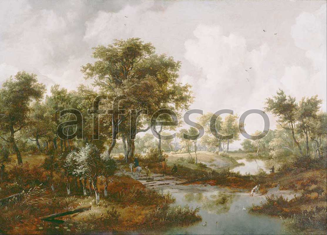 Classic landscapes | Hobbema Meindert  A Wooded Landscape | Affresco Factory