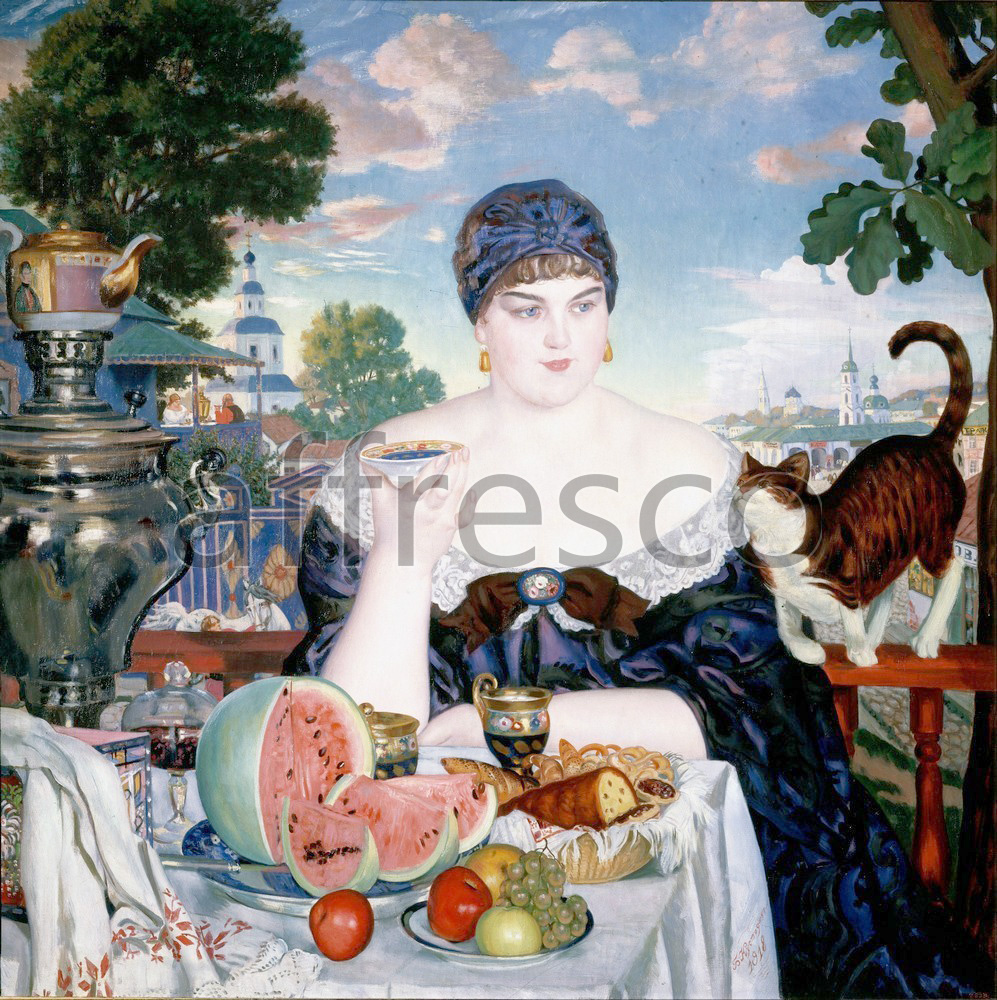 Impressionists & Post-Impressionists | Boris Kustodiev Merchants Wife at Tea | Affresco Factory
