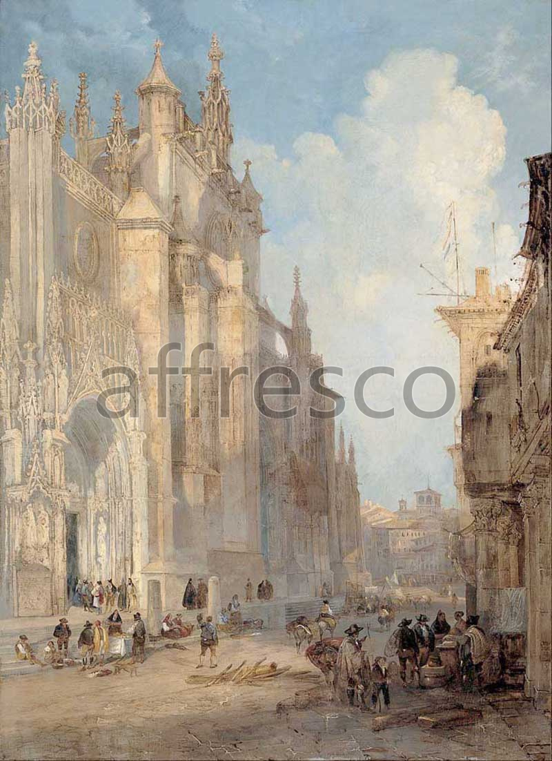 Classic landscapes | Genaro Perez Villaamil Seville Catedral on the Side of the Steps | Affresco Factory