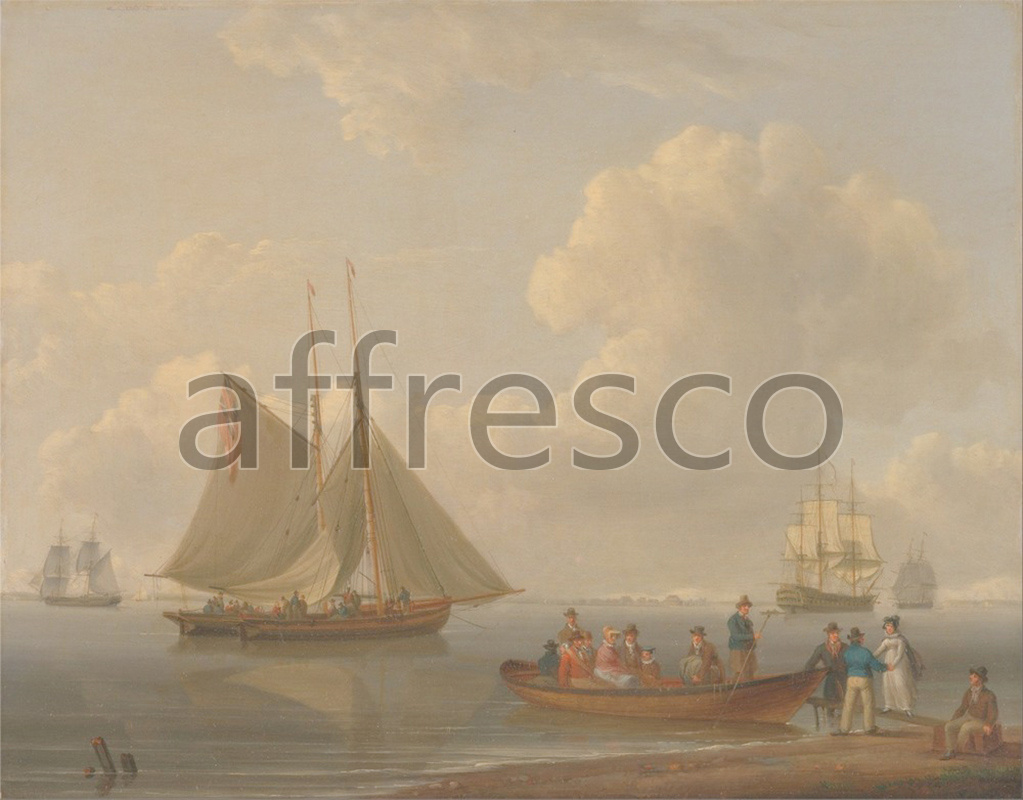 Marine art | William Anderson A Wherry Taking Passengers out to Two Anchored Packets | Affresco Factory