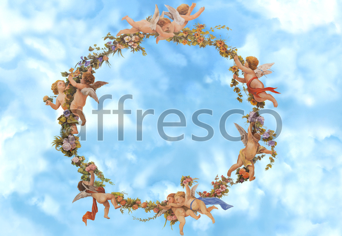 3142 |  Ceilings  | Angels with flowers | Affresco Factory