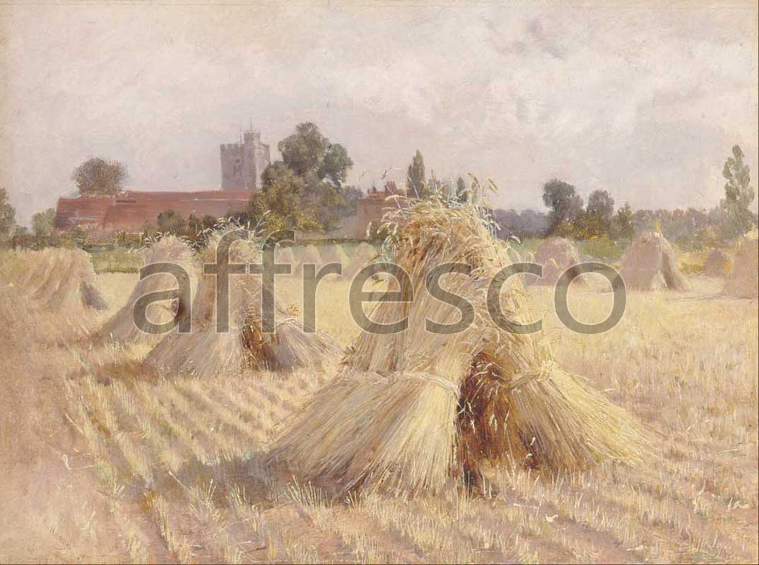 Classic landscapes | Heywood Hardy Corn Stooks by Bray Church | Affresco Factory