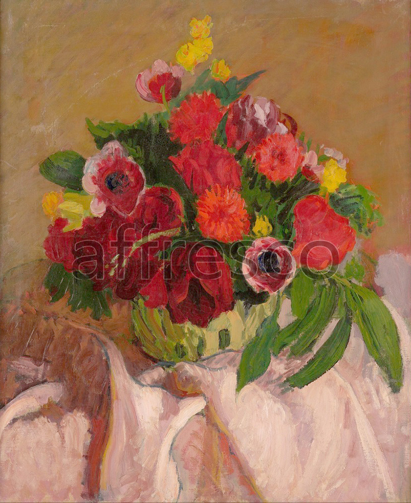 Still life | Roderic O Conor Mixed flowers on pink cloth | Affresco Factory