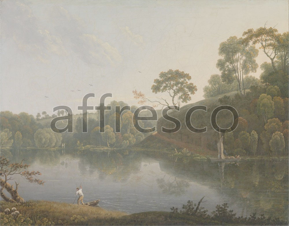 Classic landscapes | Thomas Wright Landscape with a Lake and Boats | Affresco Factory
