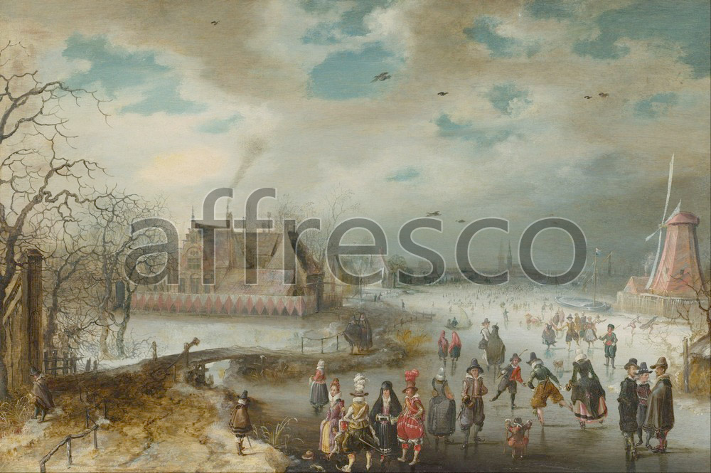 Scenic themes | Adam van Breen Skating on the Frozen Amstel River | Affresco Factory