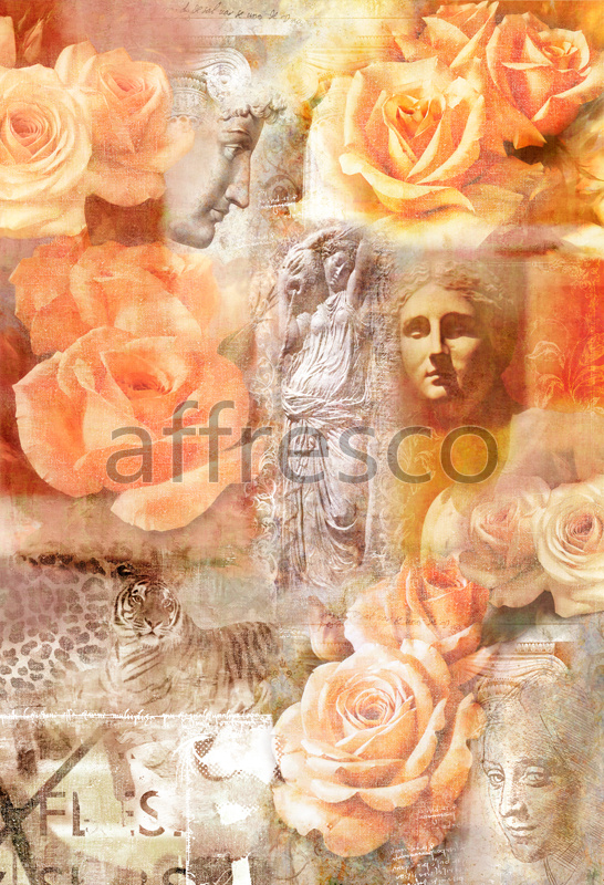 7025 | Classic Scenes | antique collage with roses | Affresco Factory