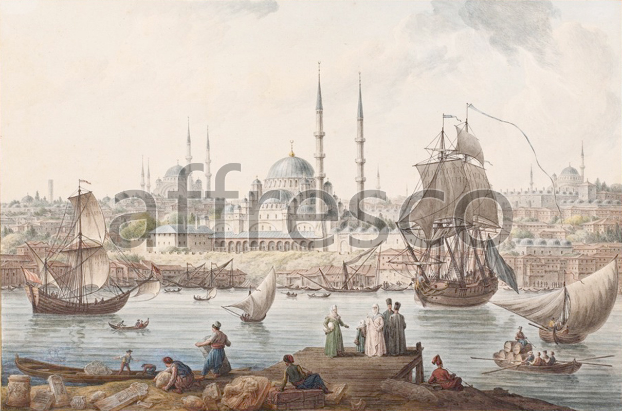 Classic landscapes | Jean Baptiste Hilair Yeni Camii and The Port of Istanbul | Affresco Factory