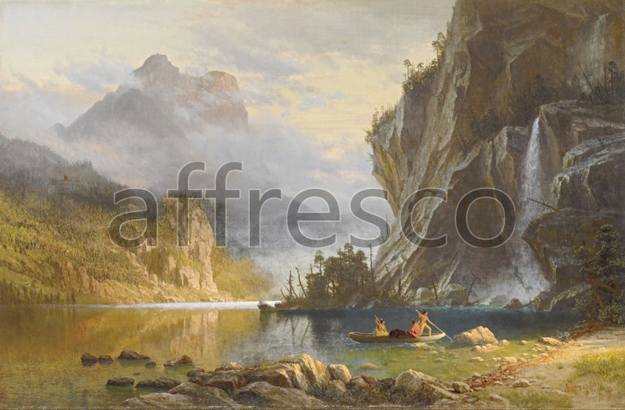 Classic landscapes | Albert Bierstadt Indians Spear Fishing | Affresco Factory