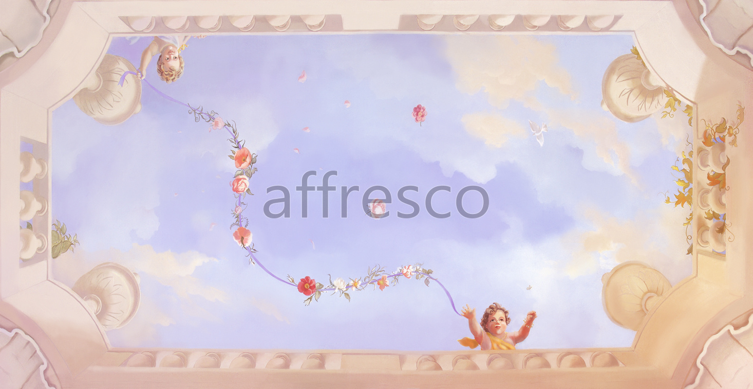 9115 |  Ceilings  | Angels with flowers on the sky | Affresco Factory