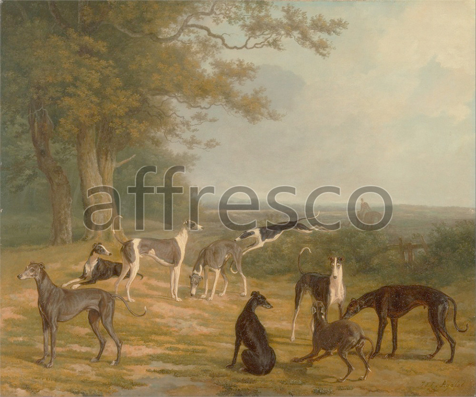 Hunting themes | Jacques Laurent Agasse Nine Greyhounds in a Landscape | Affresco Factory