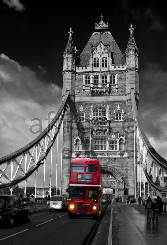 ID10966 | Pictures of Cities  | London bus on bridge | Affresco Factory