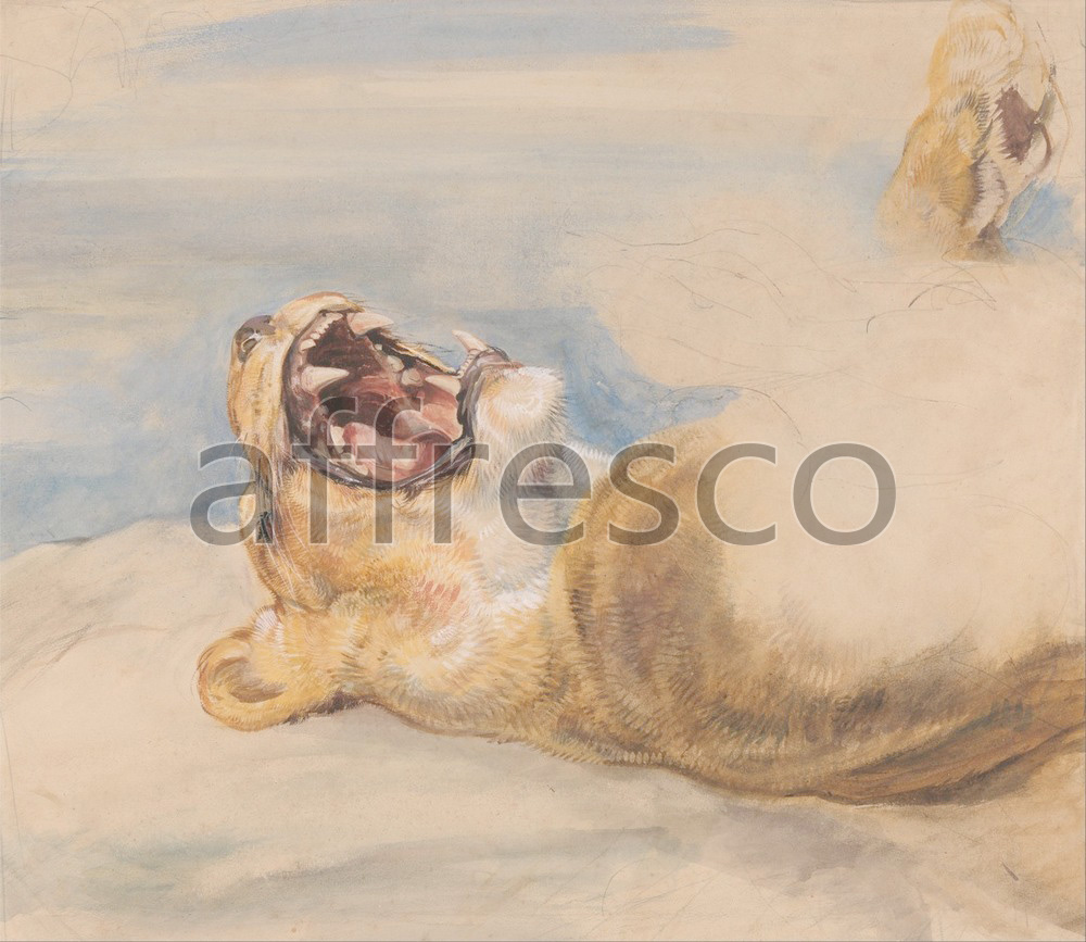Paintings of animals | John Frederick Lewis Study of a Lioness | Affresco Factory