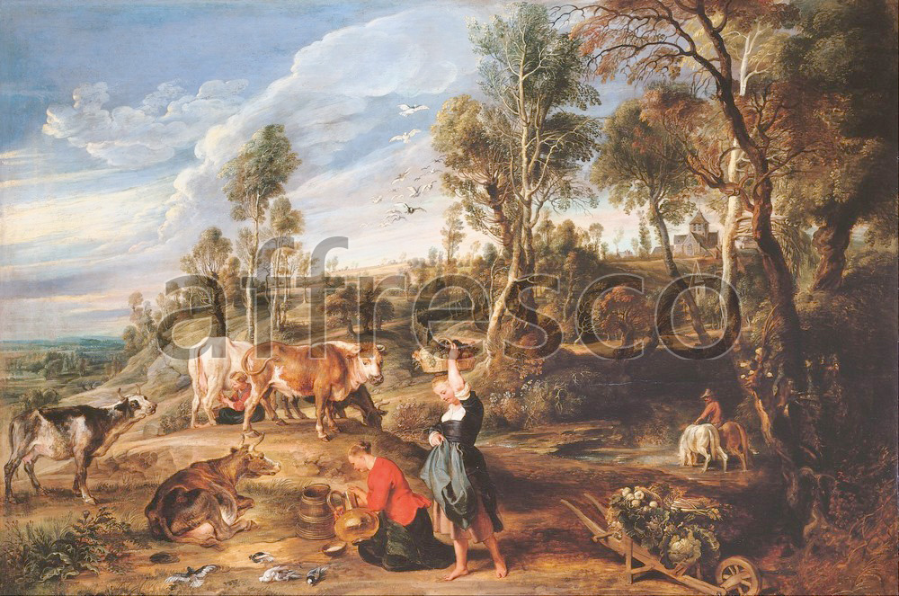 Scenic themes | Sir Peter Paul Rubens Milkmaids with Cattle in a Landscape The Farm at Laken | Affresco Factory