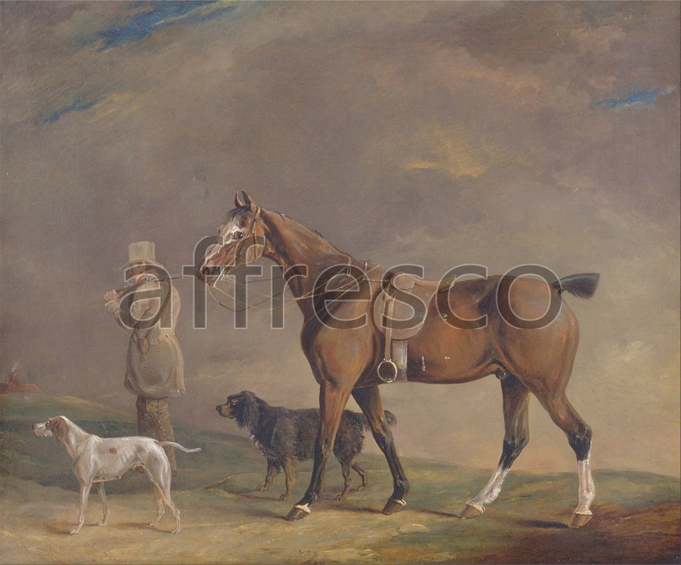 Hunting themes | Edwin W. Cooper of Beccles A Sportsman with Shooting Pony and Gun Dogs | Affresco Factory