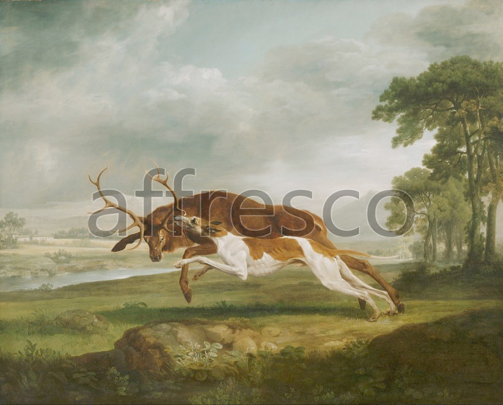 Paintings of animals | George Stubbs  Hound Coursing a Stag | Affresco Factory