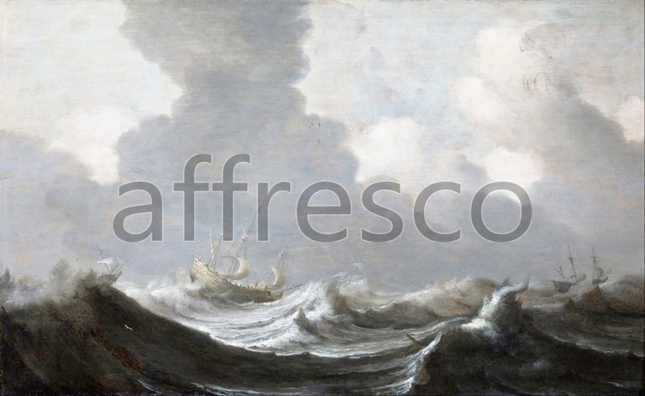 Marine art | Pieter Mulier the Elder Four Vessels Running Before a Gale | Affresco Factory