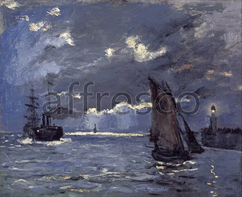 Impressionists & Post-Impressionists | Claude Monet A Seascape Shipping by Moonlight | Affresco Factory