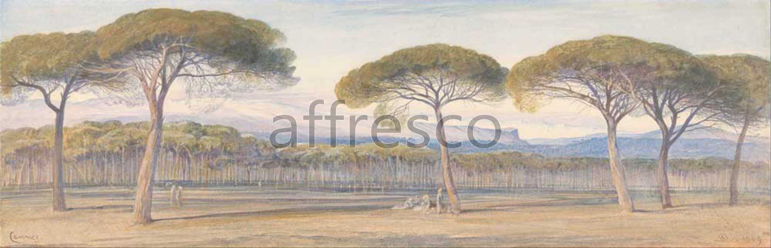 Classic landscapes | Edward Lear A View of the Pine Woods Above Cannes | Affresco Factory